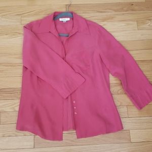 Puli Button-down Pink 100% Silk Shirt Size 6